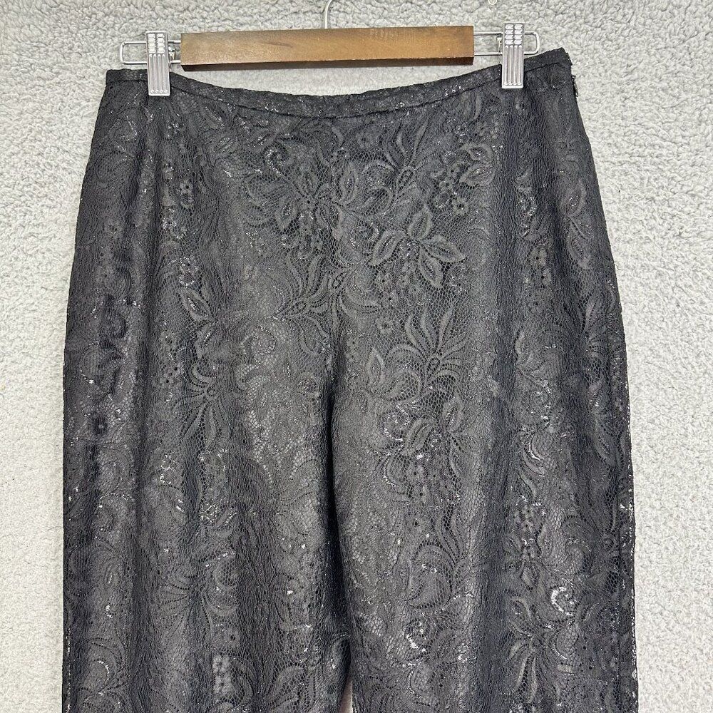 Petite Sophisticate pants womens 8 black floral lace overlay whimsygoth witchy - Picture 2 of 10